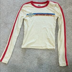 BDG Amsterdam Cream and Red Long Sleeve Tee